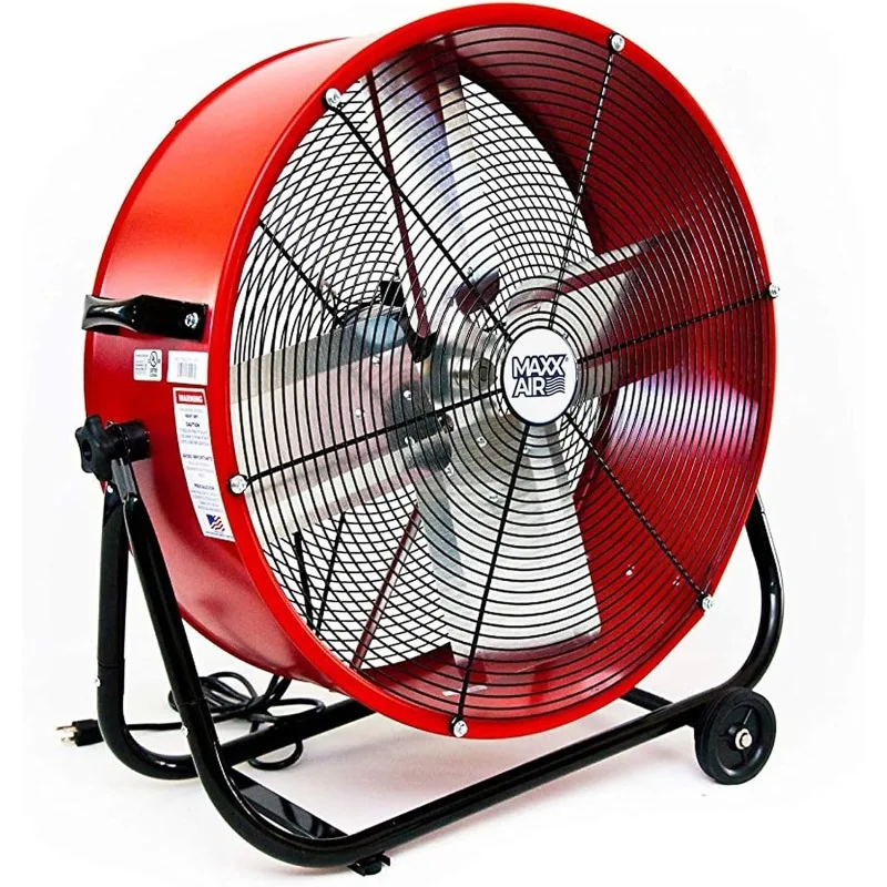 مروحة صناعية Maxx Air مقاس 24 بوصة شديدة التحمل - مروحة طبلة متينة لورشة العمل - مراوح متجر قوية شديدة التحمل للاستخدام الصناعي
