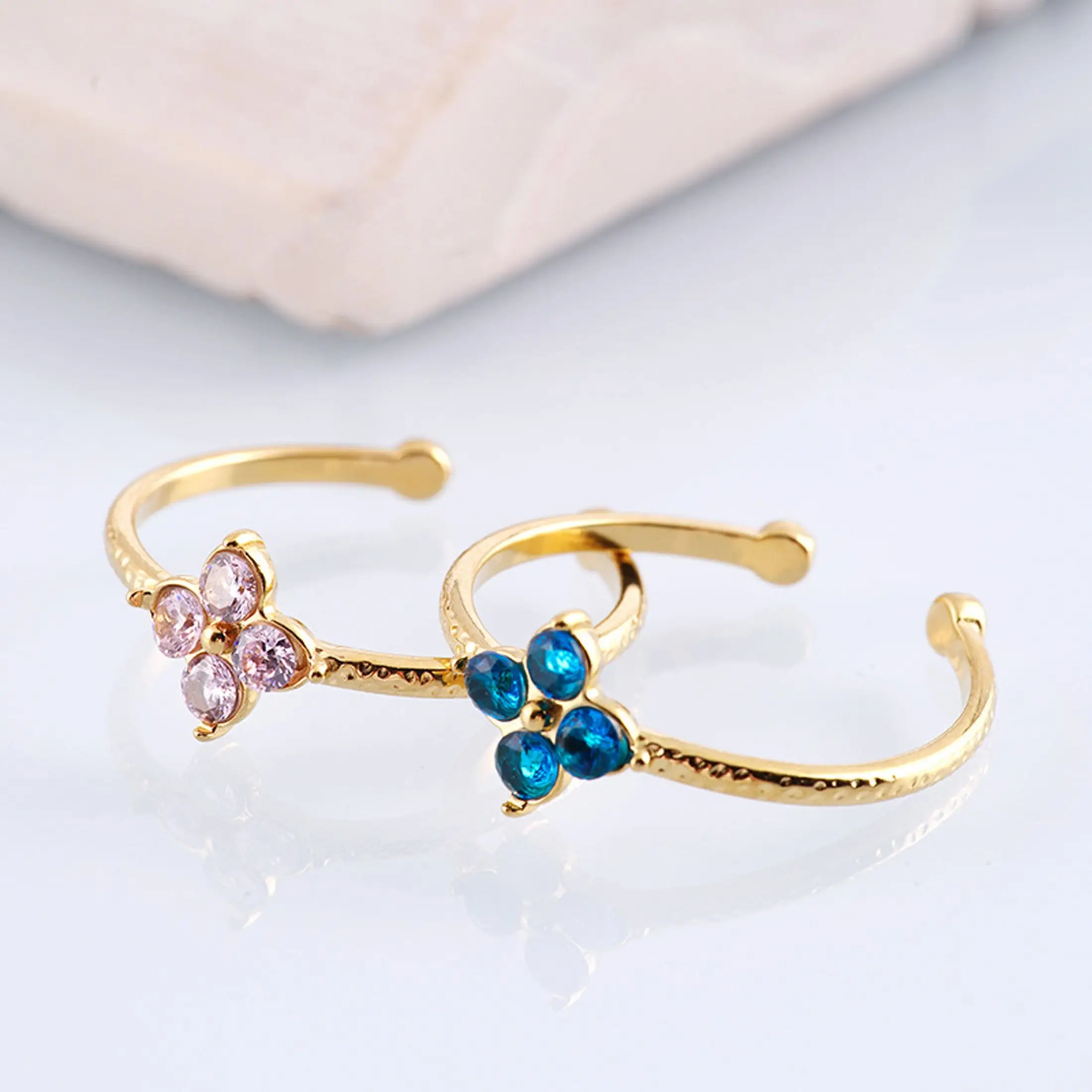 Light luxury color flower design, fashion titanium steel women's stainless steel ring