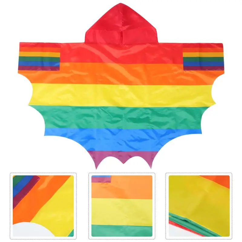 Flag Cape Cloak Pride Gay Rainbow Lesbian Polyester Decoration Jersey Hooded Lgbtq Party Garden Stripes Outwear