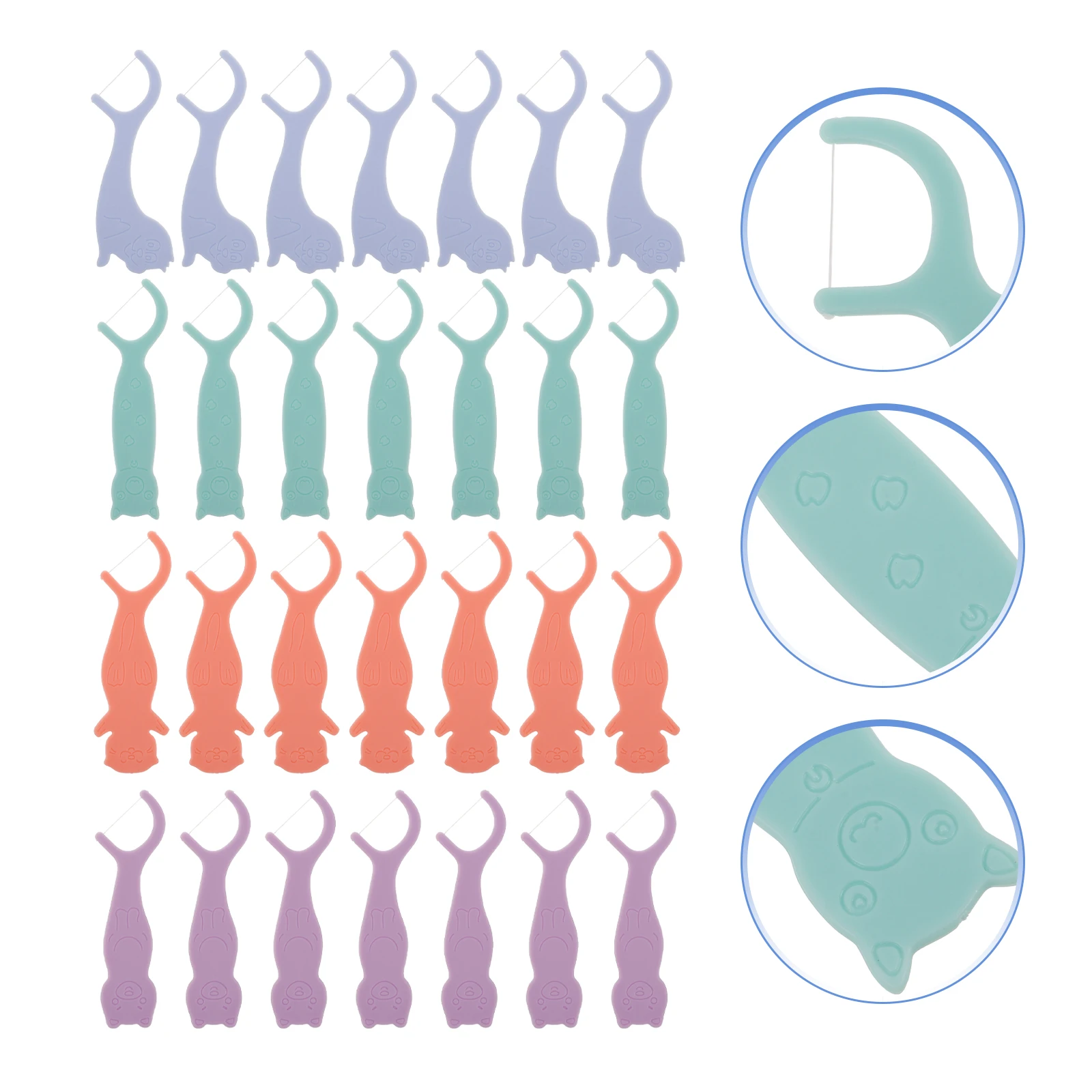 

40pcs al Cleaning Floss Picks Kids Ocean Animals Travel Case Plastic Stick Holder Refillable Glide Toothbrush Set