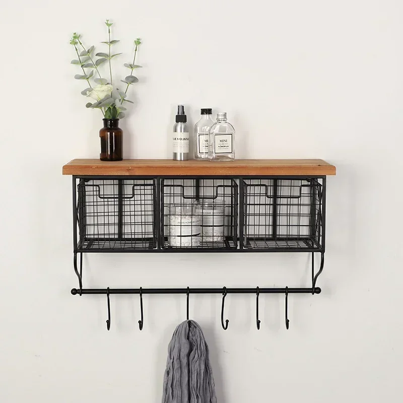 

Retro Wall Display Stand – Simple Kitchen Accessories Holder Wrought Iron Towel Rack, Creative Spice Organizer, Practical Shelf.