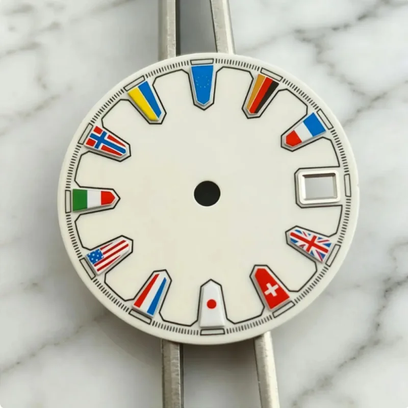 

British American 28.5mm flag single calendar dial suitable for NH35 NH36 automatic movement assembled watch
