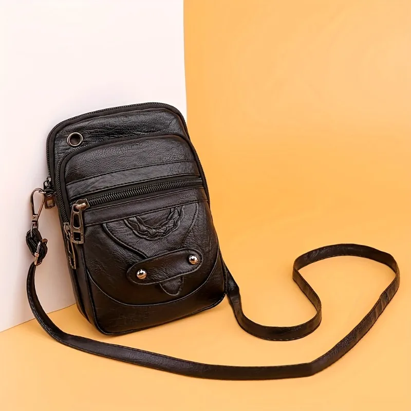 Fashionable retro crossbody coin purse, versatile casual shoulder phone bag, suitable for commuting and banquet occasions