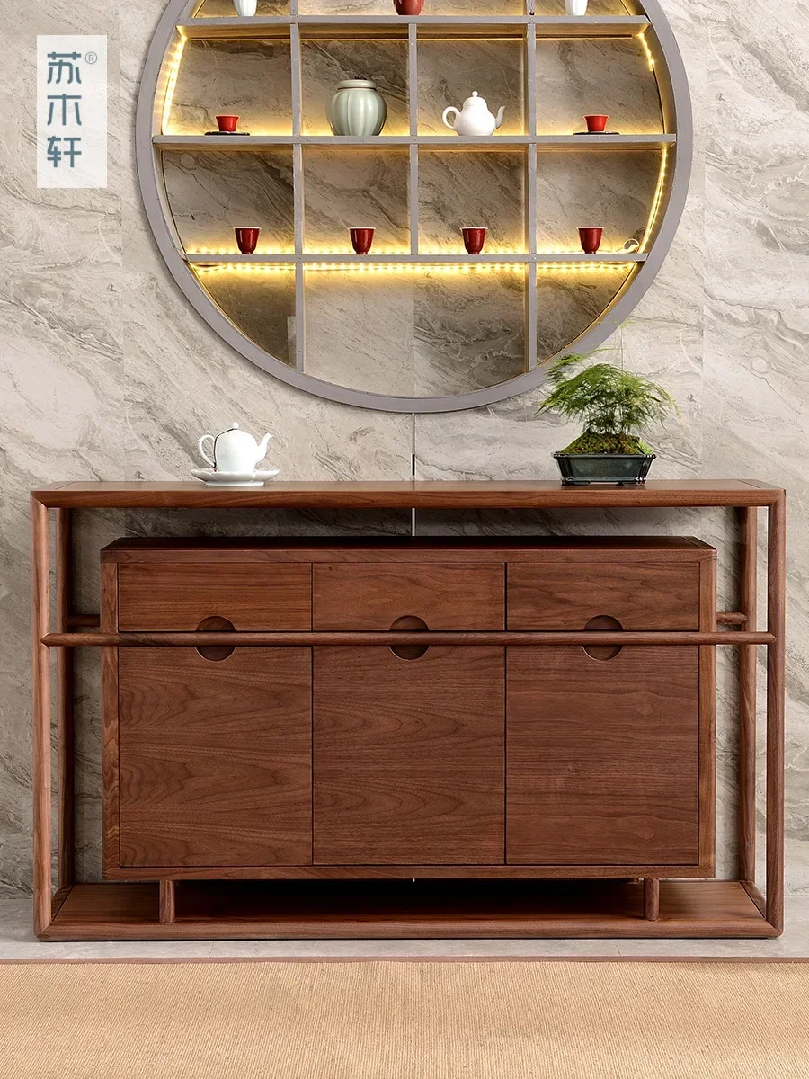 

Su Muxuan New Chinese-style dining side cabinet Solid wood foyer porch cabinet Black walnut locker Nordic simple storage cabinet