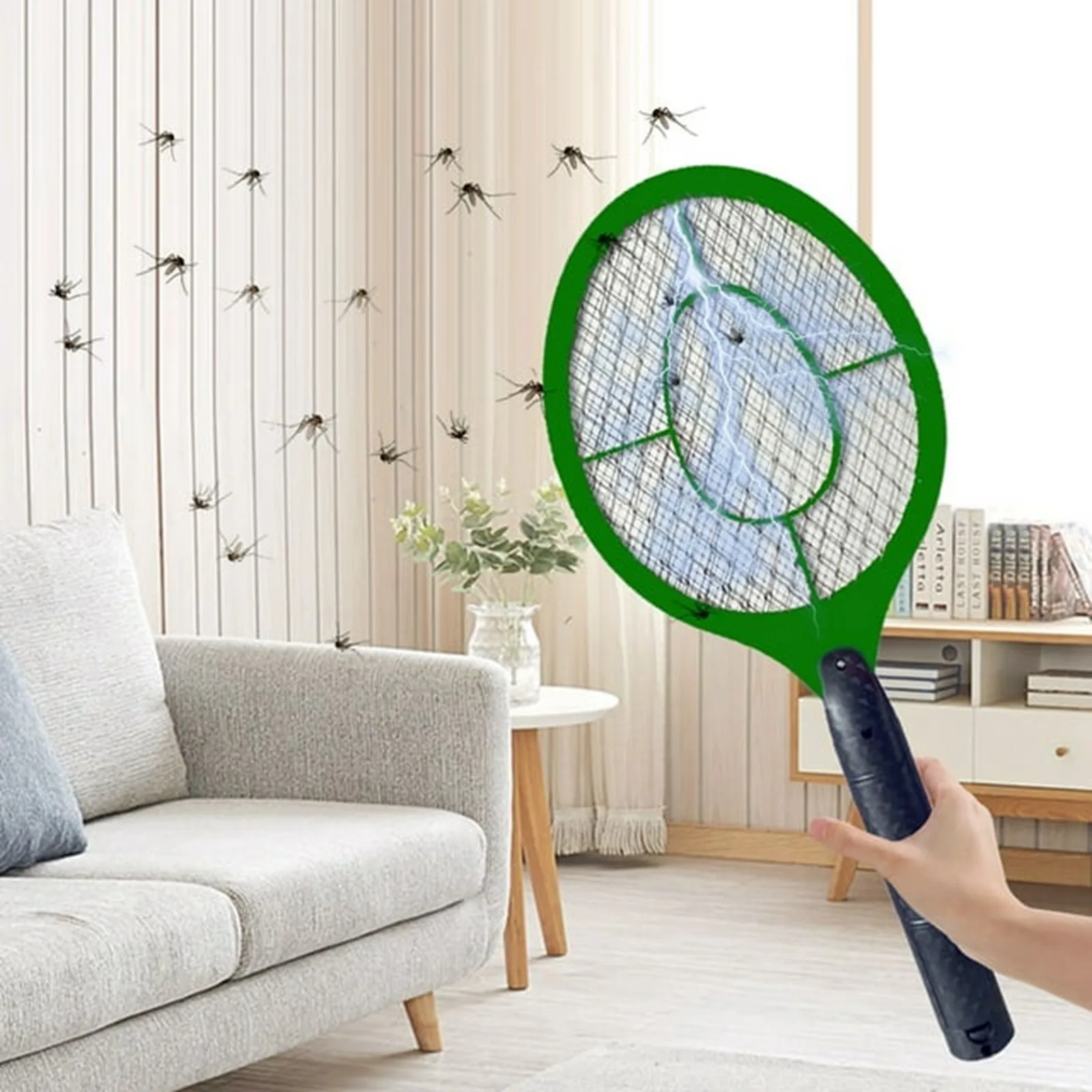 Electric Mosquito Swatter Layer Mesh Fly Zapper Handheld Bug Indoor Bedroom Outdoor Patio Insect Eliminating Pest Tool