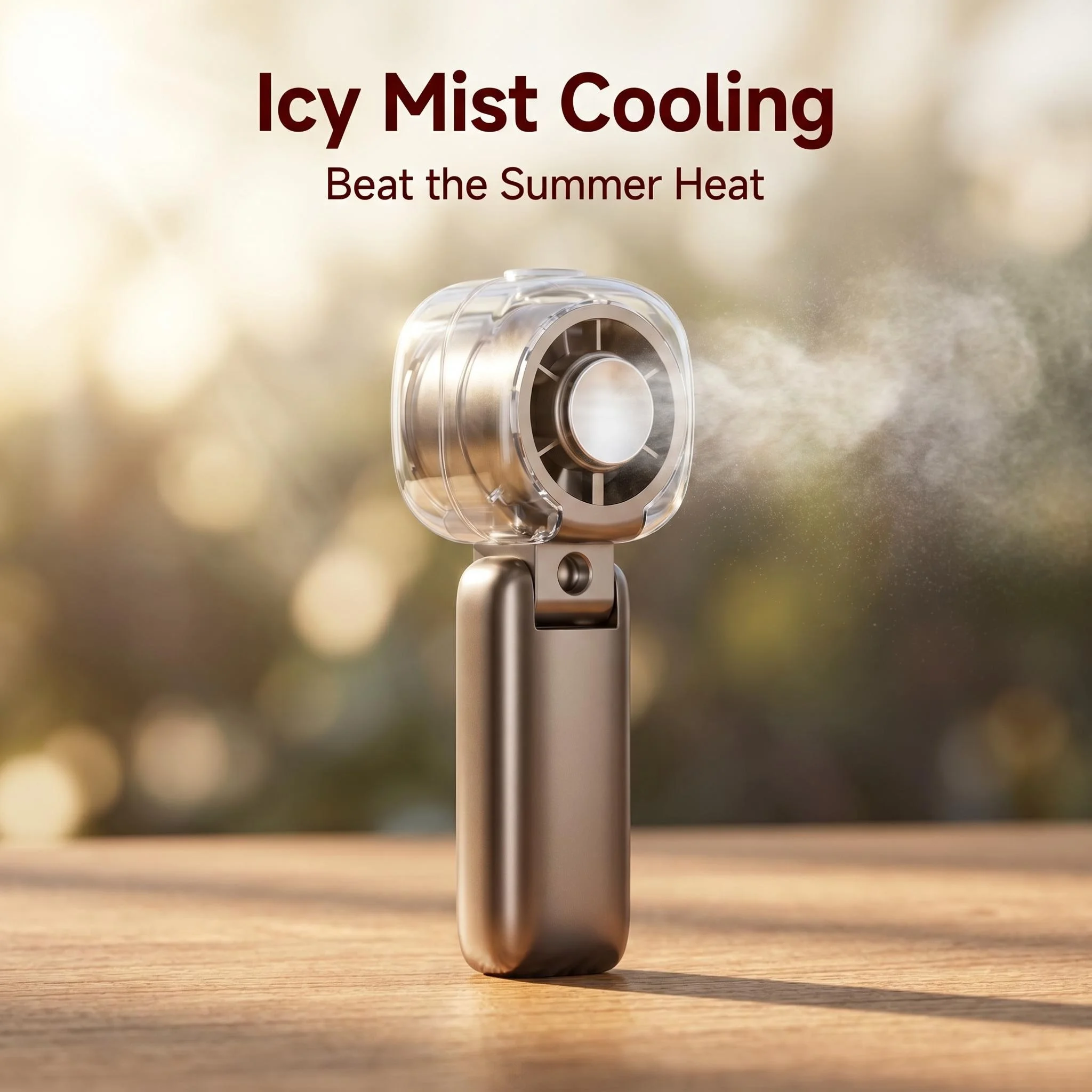 HANDHELD ATOMIZATION COOLING FAN HIGH SPEED AIRFLOW RECHARGEABLE MINI ICE MIST FAN PORTABLE PERSONAL COOLER DEVICE