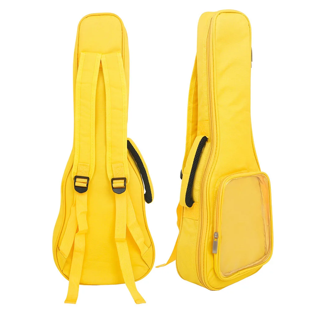 All Around Protection Oxford Cloth Ukulele Bag with Transparent Pocket Shoulder Backpack for 23 Inch Small Guitar