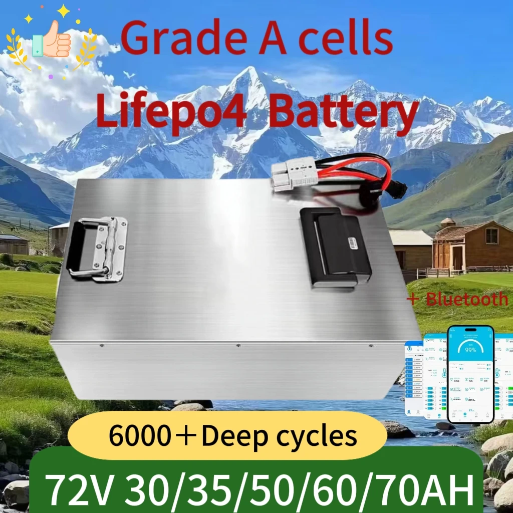 

72V Lifepo4 Battery 50Ah 60AH 35AH 30Ah 70Ah with BMS 24S for Electric two 2 three 3 wheels tricycle truck golf cart