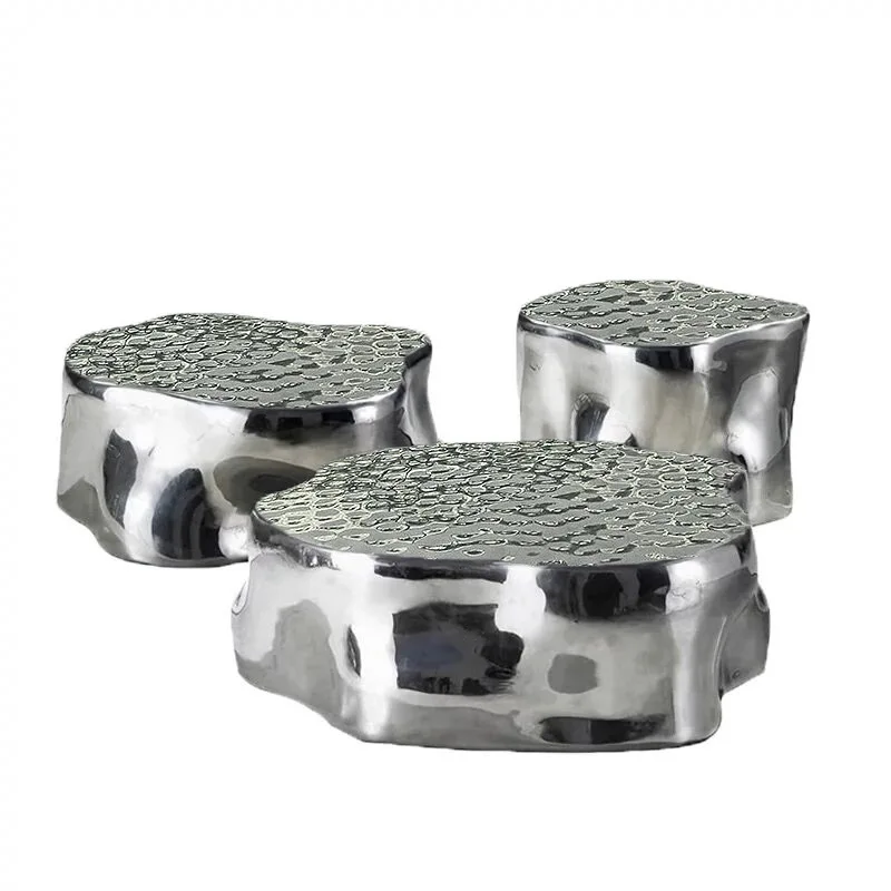 

Italian light luxury, high and low combination coffee table, stainless steel special-shaped tea table