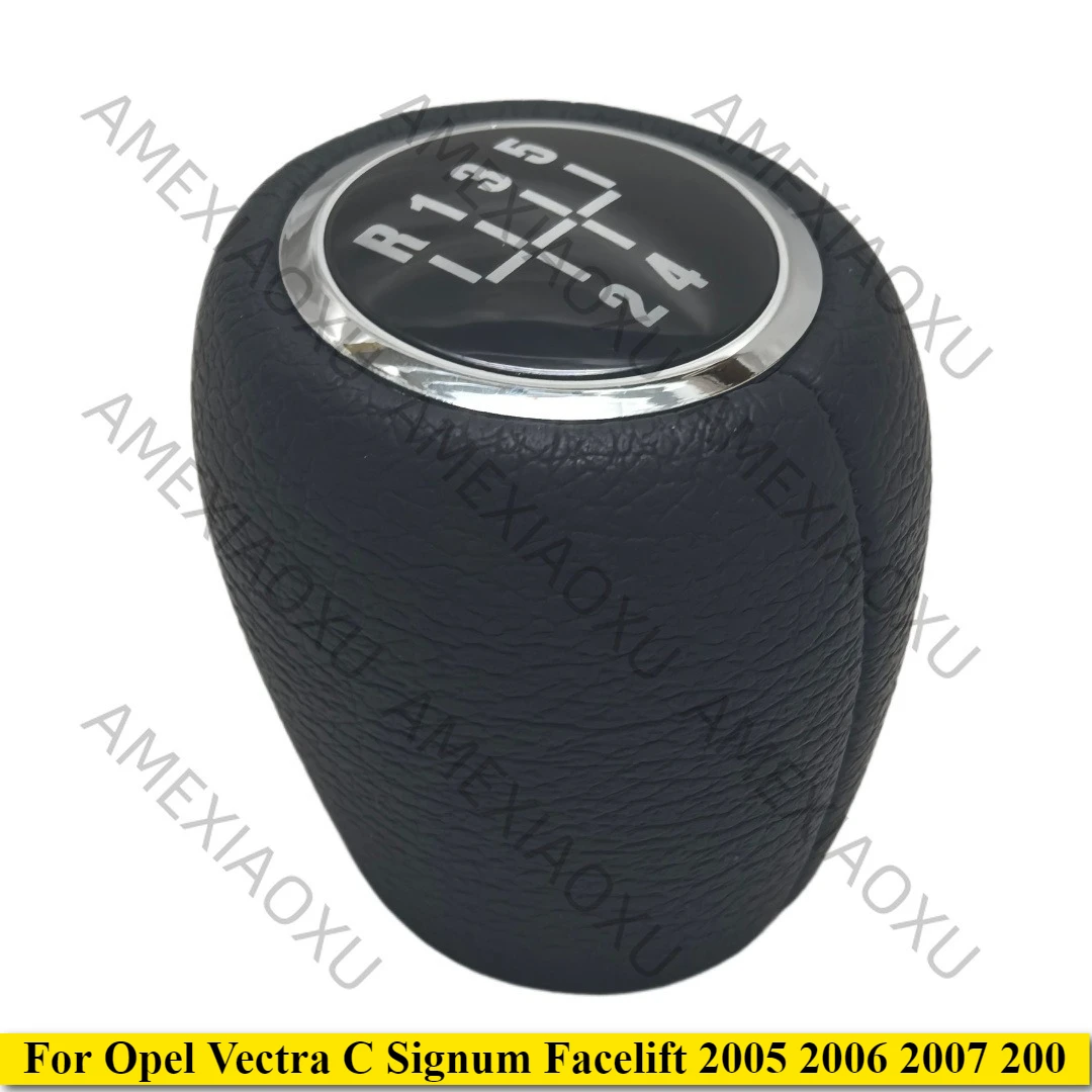 AMEXIAOXU  5 Speed Manual Gear Shift Knob PU Leather Lever Shifter Handball For Opel Vectra C Signum Facelift 2005 2006 2007 200