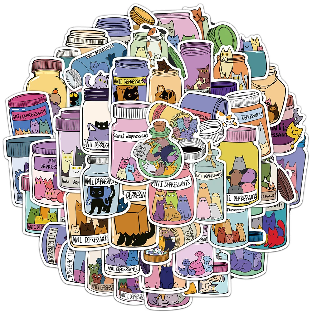 10/50PCS Cute cat Sticker Fridge Guitar Laptop Motorcycle Luggage Laptop Phone Guitar Decoration Scrapbook Kawaii Stickers Gif