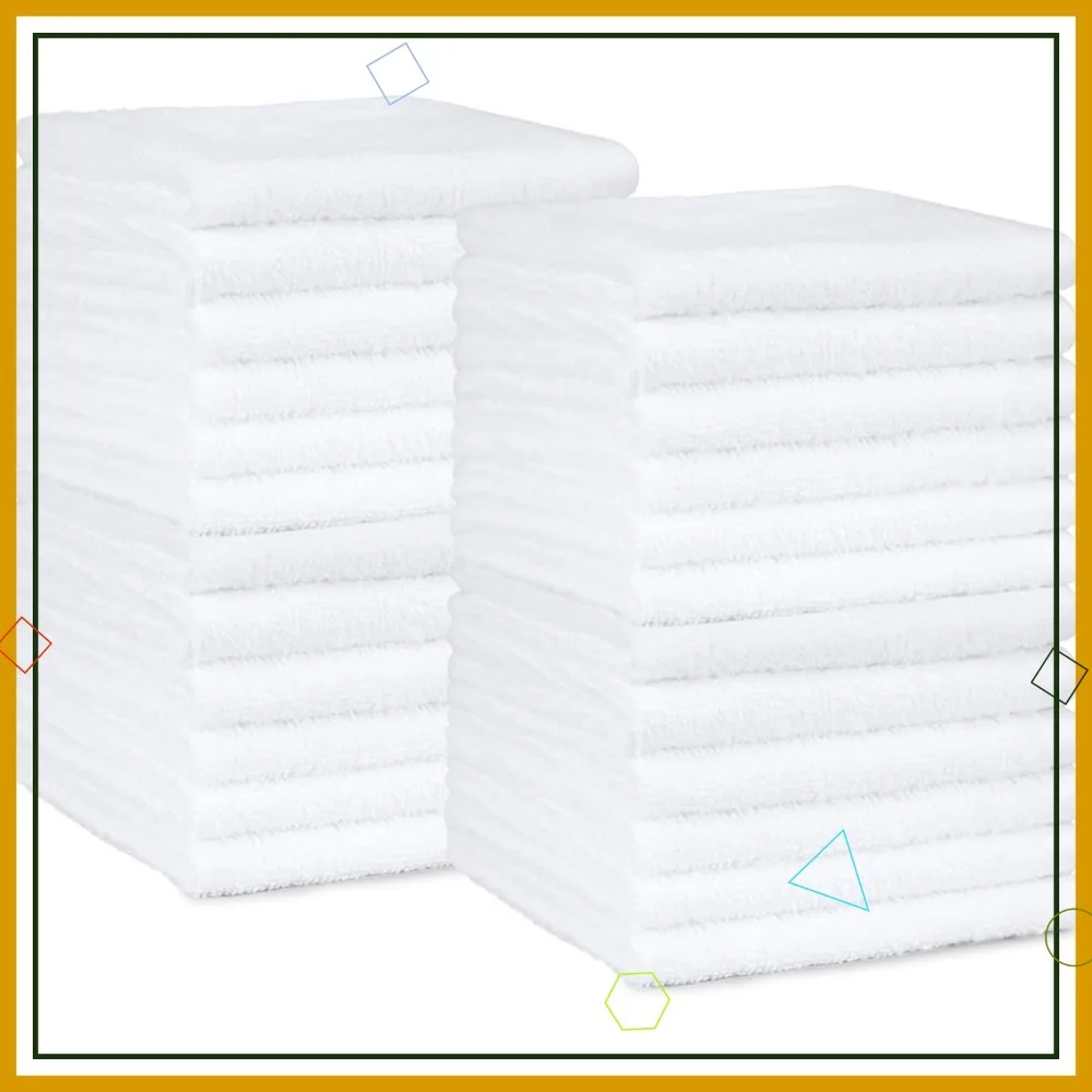 

Fast Drying Cotton Washcloths, 12x12 Inch, White, 60 Pack - Soft, Absorbent & Machine Washable