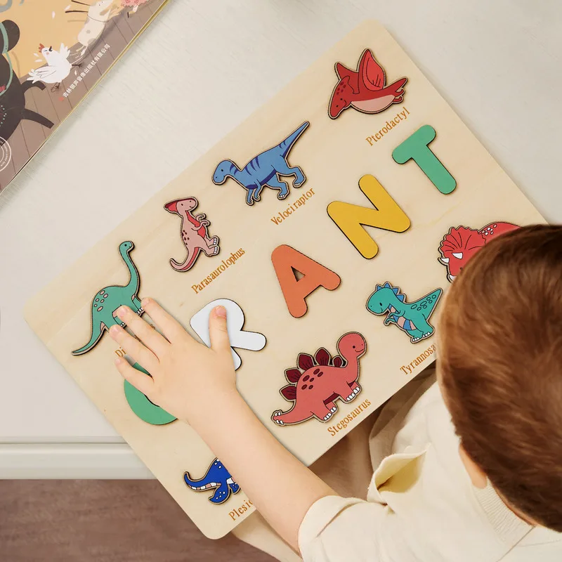 

Popular Dinosaur Animal Kids Peg Puzzle 0 3 Years Old Educational First Birthday Gift Name Jigsaw Toy For Toddler Early Learning