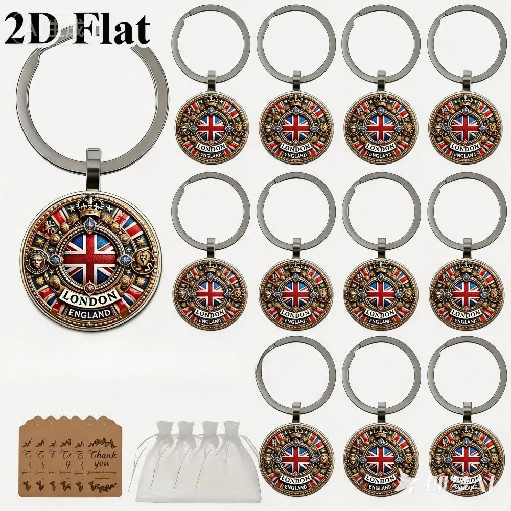 Travel Accessories London - 6/12/20세트 빈티지 런던 라운드 유리 펜던트