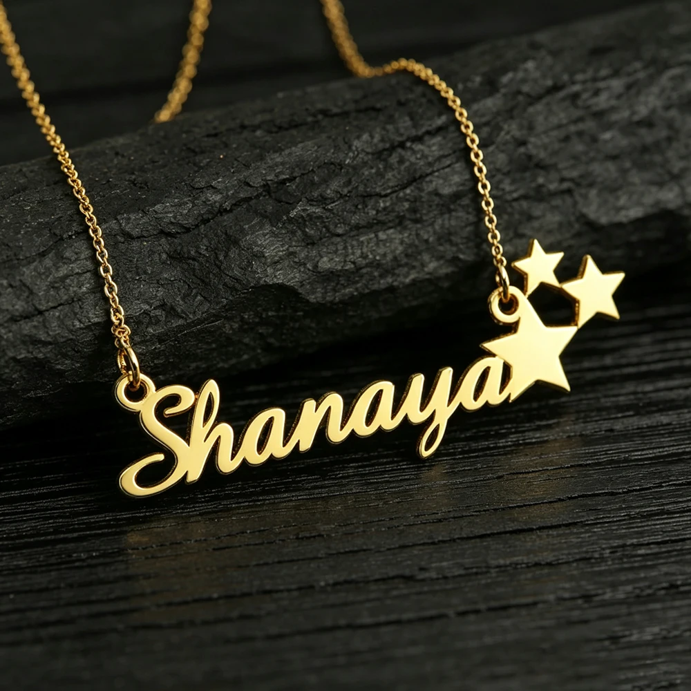 Custom Name Necklace with Star Pendant for Women Personalized Stainless Steel Jewelry Halloween Charms Party Birthday Gifts