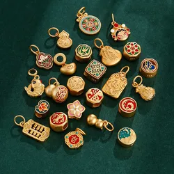 2023 Trend Gold Ruyi Gourd Bracelet DIY Accessories Pendant Beads Hand-woven Material Wholesale