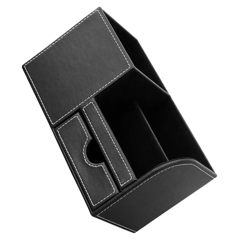 AA83 1pcs PU Leather Multi-function Desk Stationery Organizer Storage Box Pen/Pencil,Cell phone, Business Name Cards Remote Cont