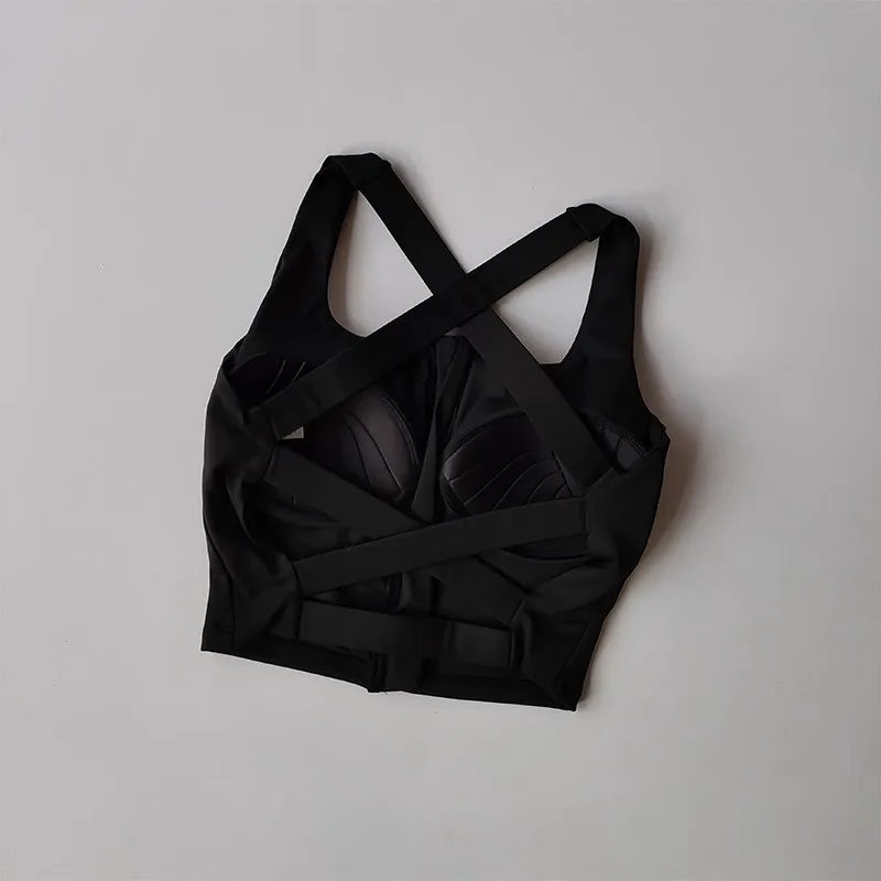 Crossed Back Nude Quick-drying Integrated Yoga Suit Vest Beautiful Back Shock-proof High-intensity Running Fitness Underwear image 4