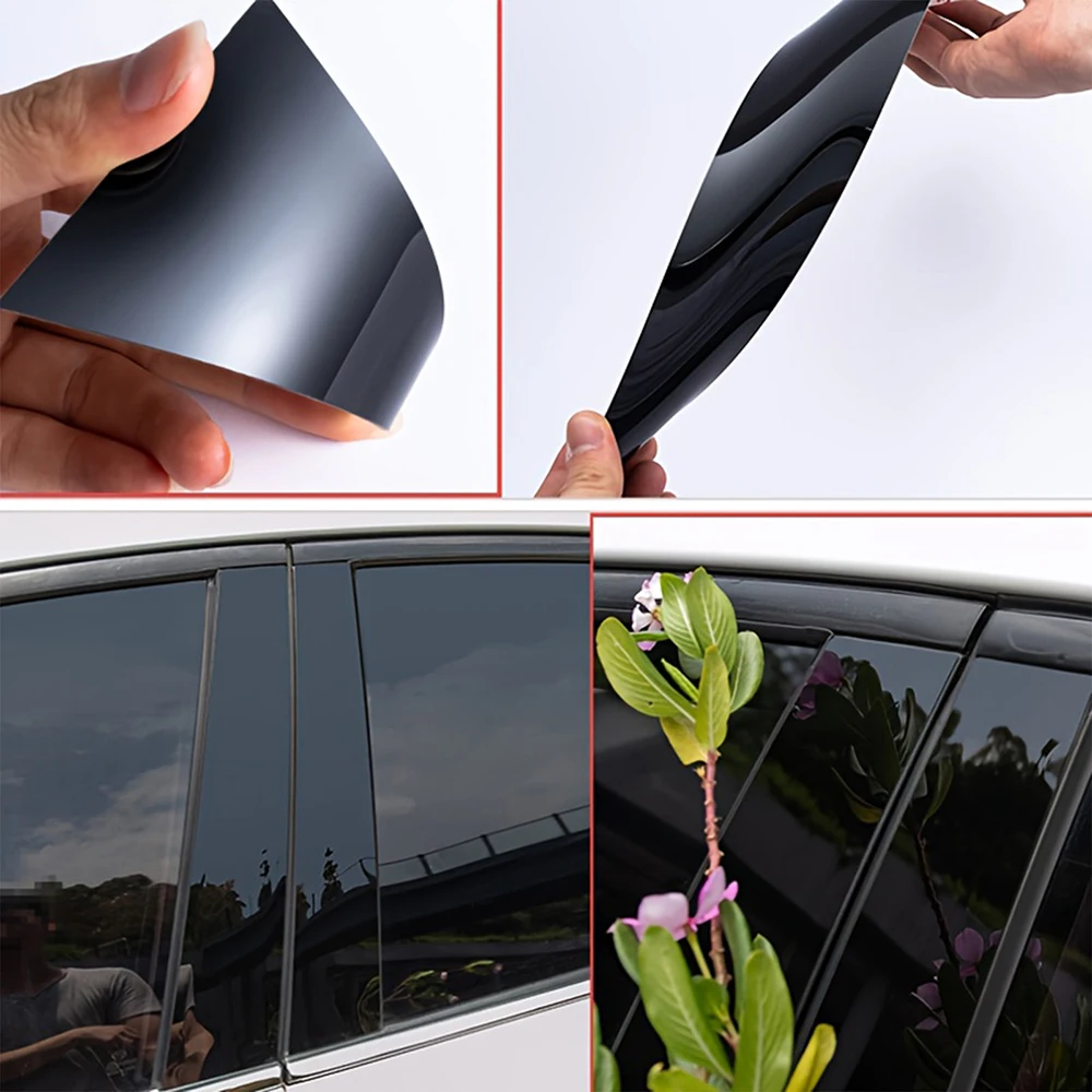 For Mitsubishi Outlander 2013 2014 2015 2016 2017 2018 2019 2020 2021 Carbon Look B Pillar Trim Decal Door Frame Guard Auto Trim