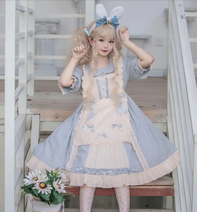 Robe Lolita gothique Kawaii pour filles, robe victorienne, dentelle vintage, nœud papillon, col claudine, Op Loli Cos, princesse 03/Sweet