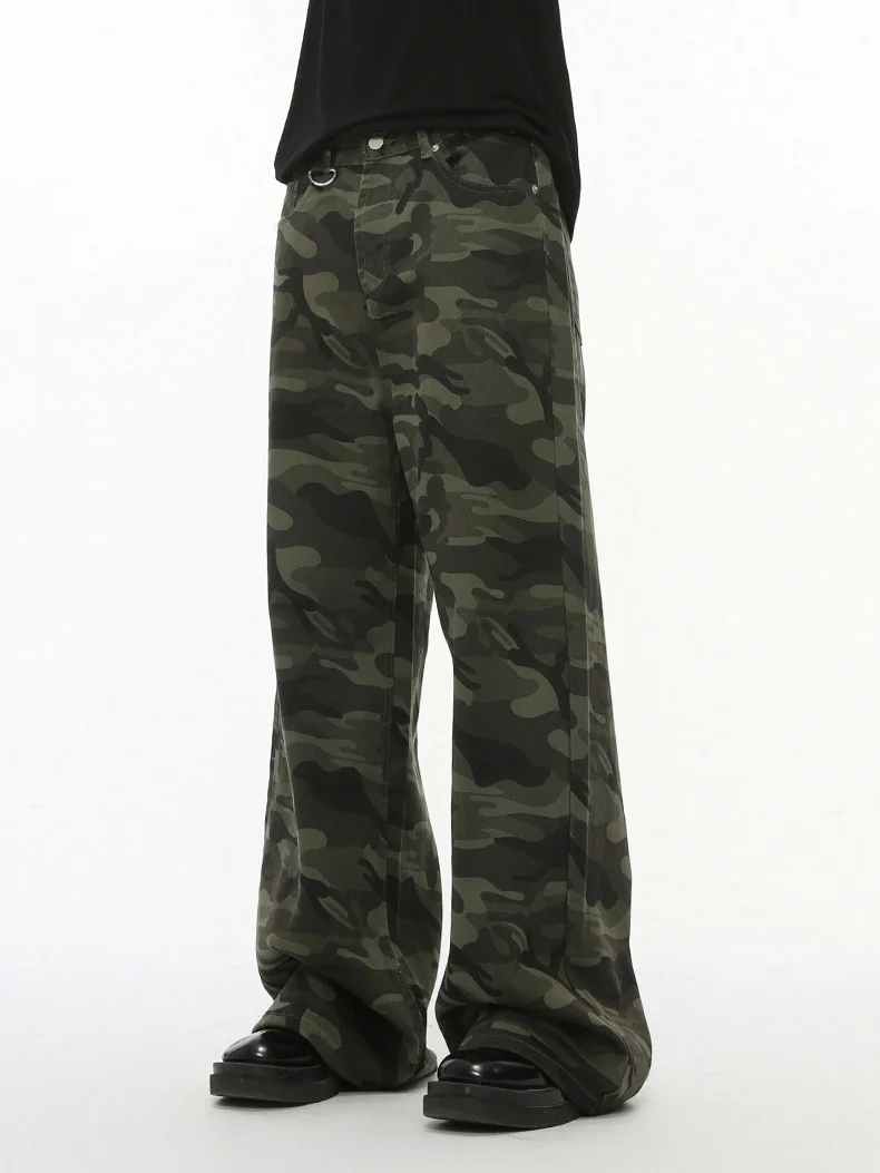 Good Quality Baggy Camo Men's Jeans Wide Leg Washed Denim Pants Loose Casual Trousers for Men Streetwear All Season Plus Length