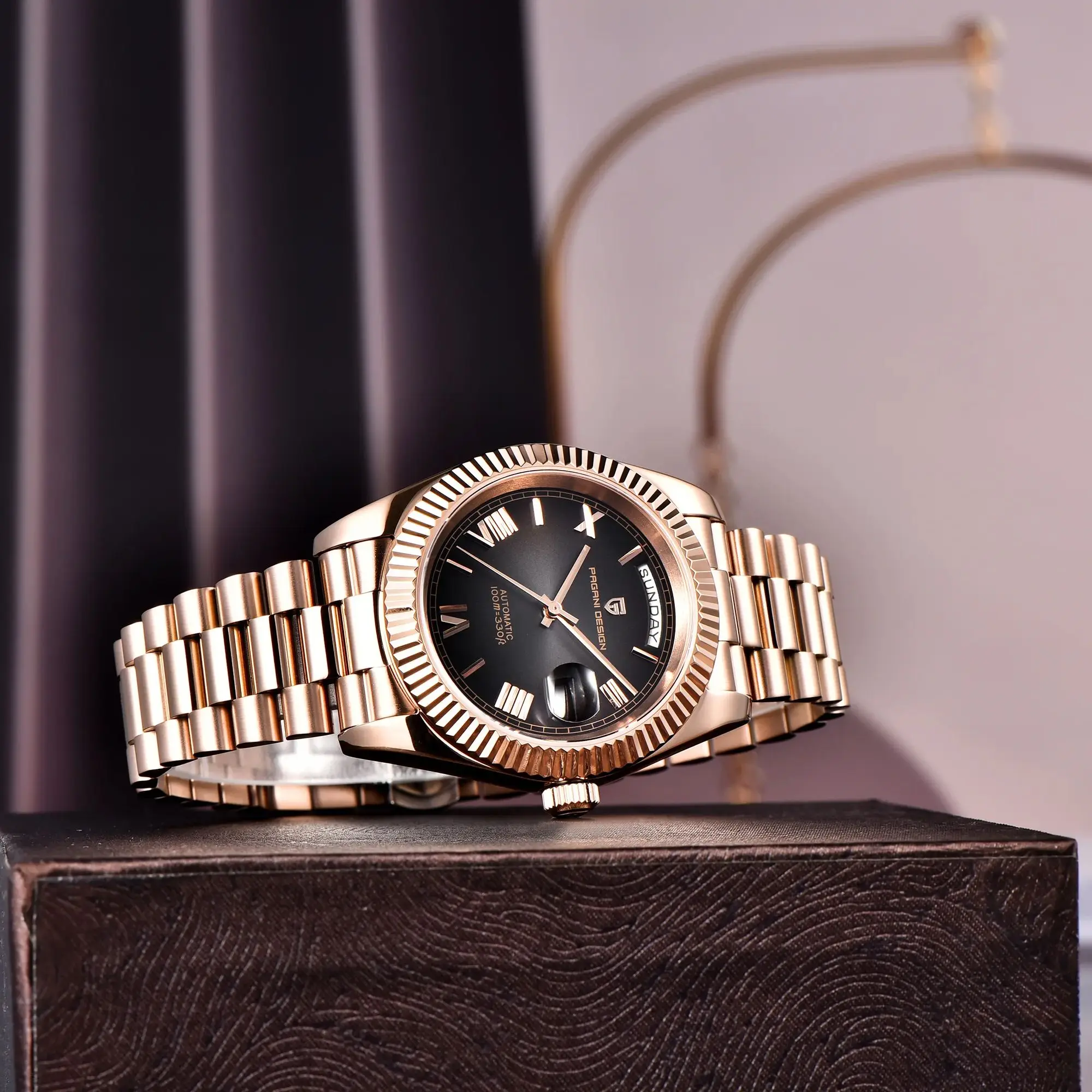 PAGANI DESIGN DD36 Rose Gold Automatic Mechanical Wrist Watch Sapphire Glass thumbnail 3