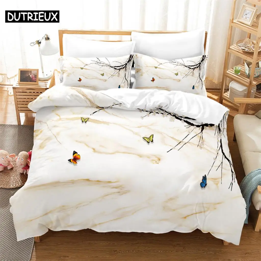 

3PCS Butterflies flying Bedding Sets Home Bedclothes Super King Cover Pillowcase Comforter Textiles Bedding Set