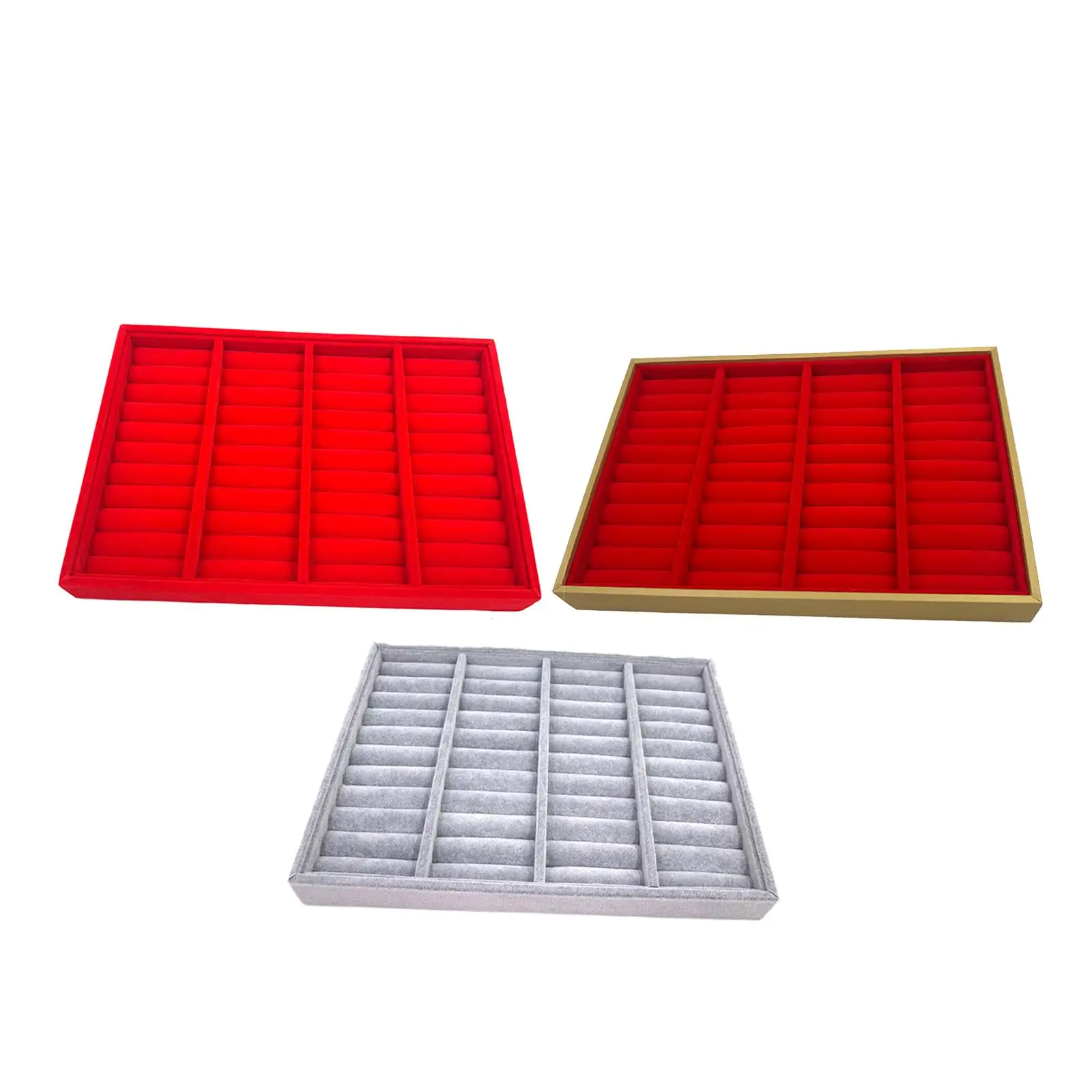 Wood Bracelet Display Tray 40 Slots Showcase Decorative Velvet Lining Versatile Practical Jewelry Tray for Anklets Countertop