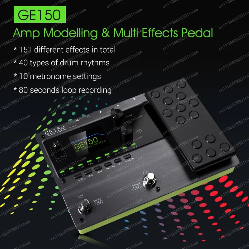 GE150 Amp Modelling Multi Effects Pedal 55 Amplifier Model 151 Effect 80s Looper 40 Drum Rhythms 10 Metronome Tap Temp