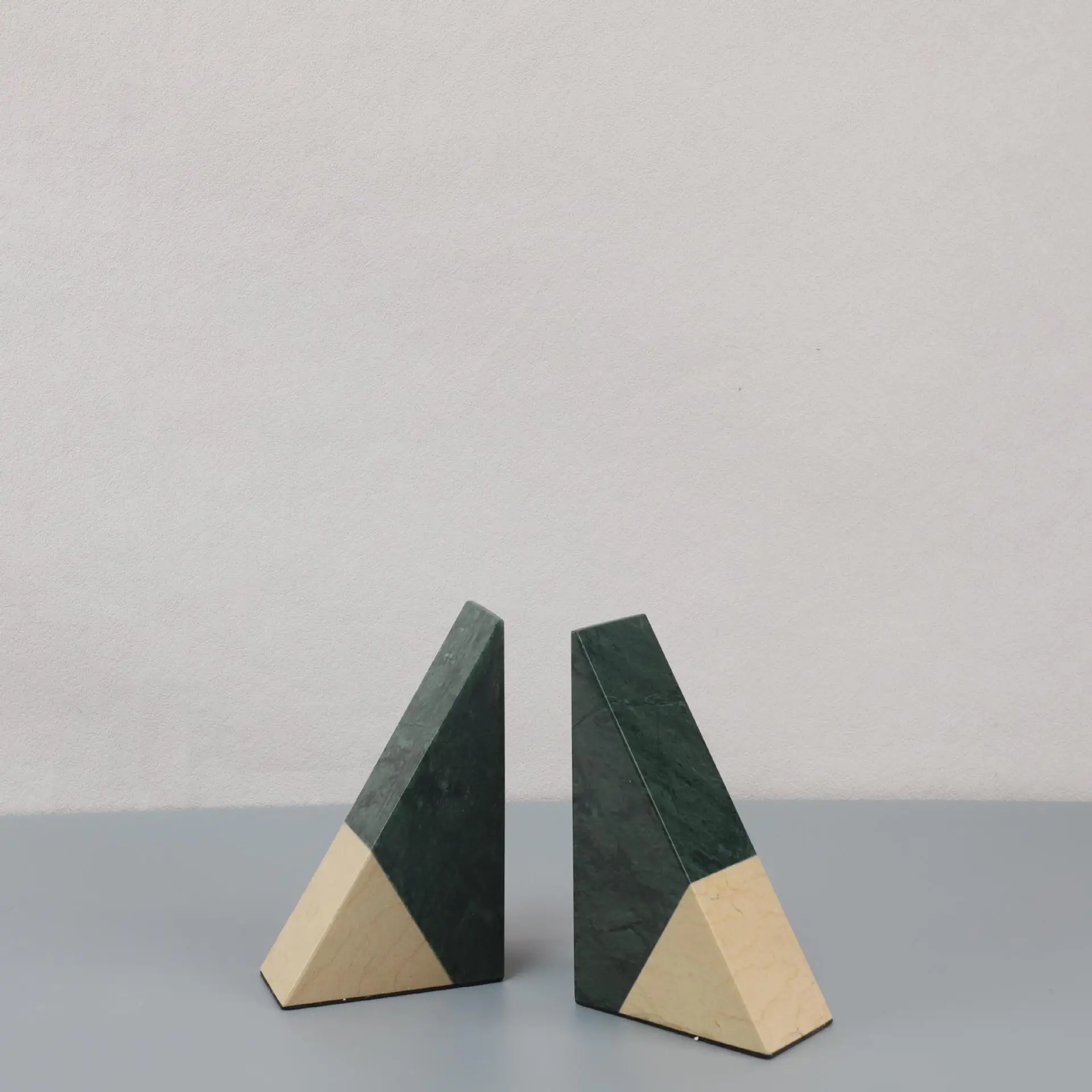 Simple wabi-sabi wind triangular splicing marble book file bedroom TV cabinet decoration ornament