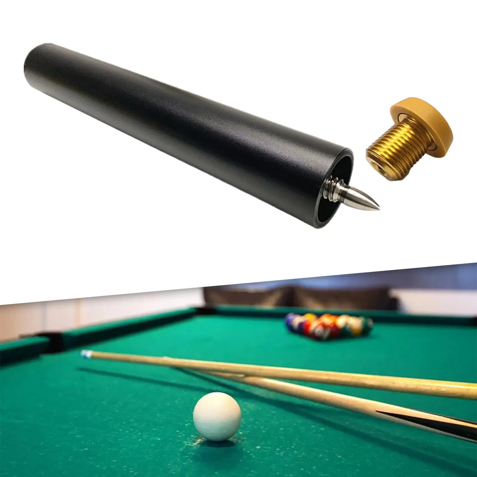 Pool Cue Extender Compact Cue End Lengthener for Snooker Athlete Beginners