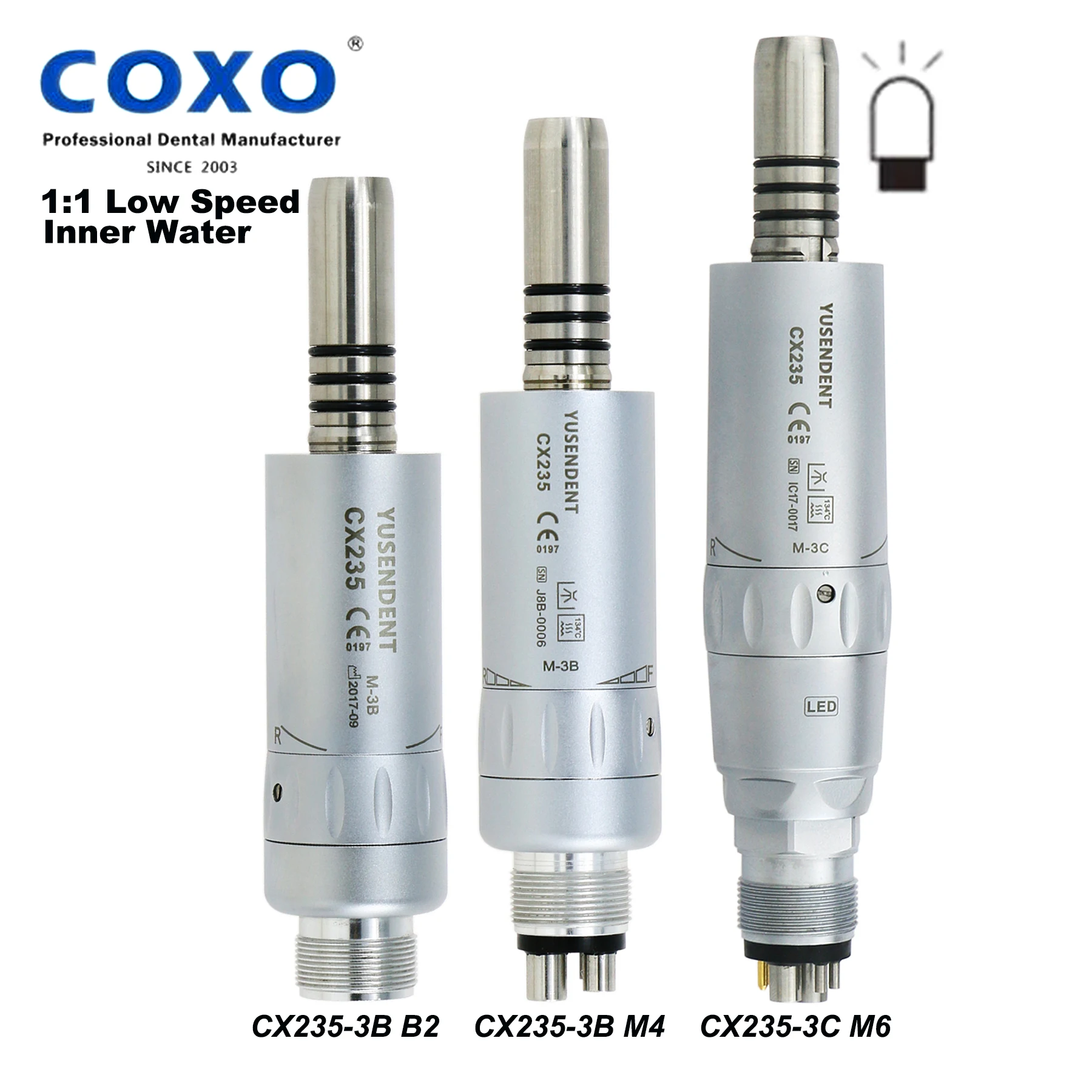 COXO YUSENDENT Dental 1:1 Low Speed Inner Water LED Fiber Optic Air Motor 2 4 6 Holes CX235B CX235C Fit NSK KAVO Sirona