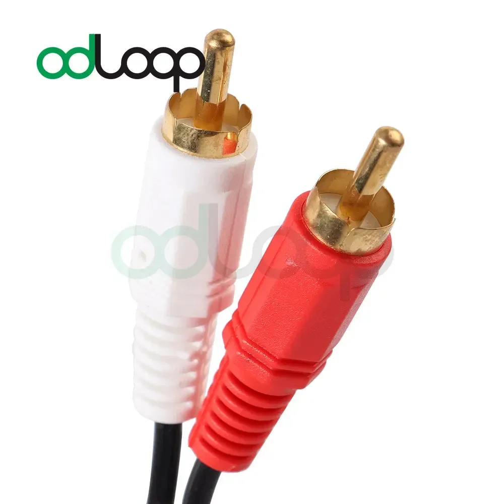 ODLOOP Dual 2 สาย RCA สายสัญญาณเสียงสเตอริโอชายถึงชายสายเชื่อมต่อสีดํา