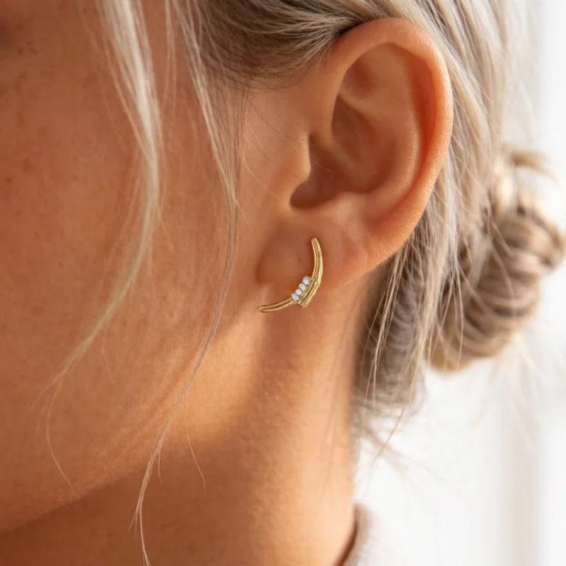 WILD & FREE Minimalist Stainless Steel Small Stud Earrings for Women 18K PVD Gold Plated Chic Trendy Jewelry Waterproof