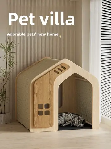 Wooden Pet House for Small Medium Dogs Cats Teddy Poodle Corgi Indoor Outdoor All Season Dog Kennel Cat Cage Pet Shelter