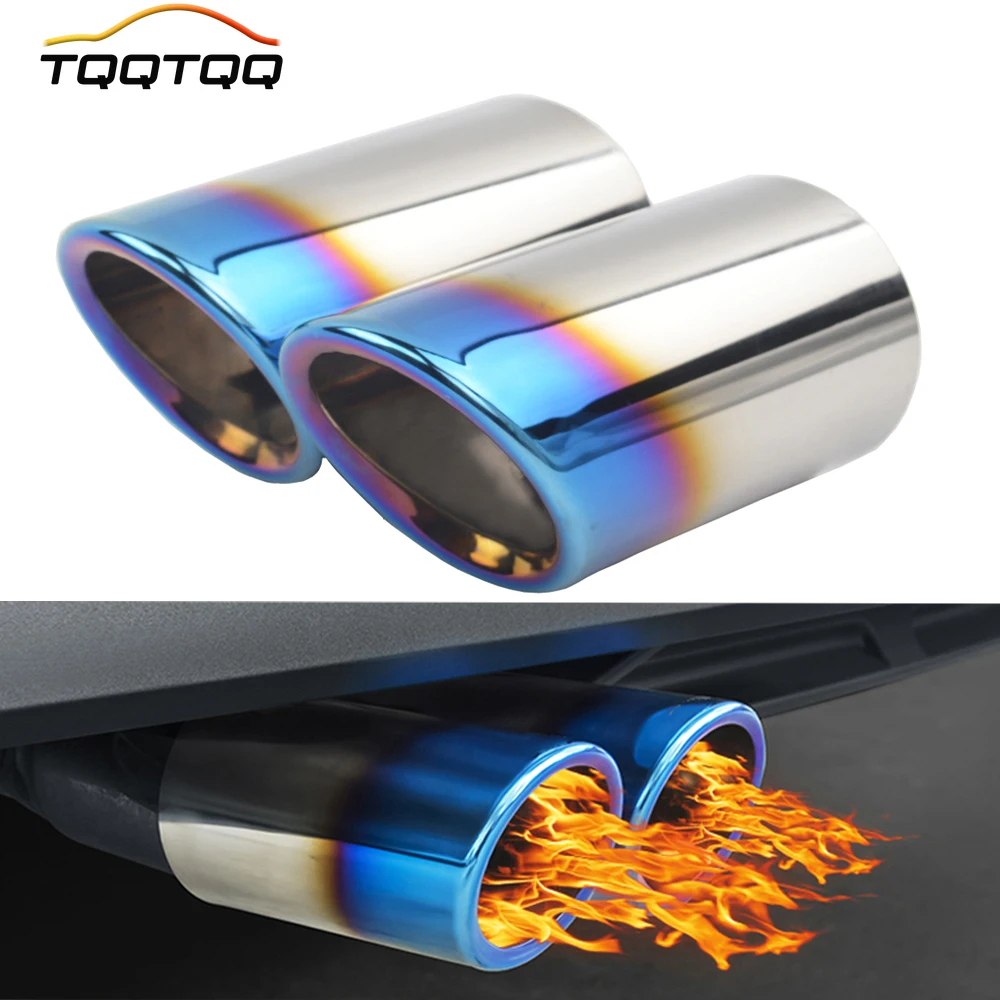 

2Pcs Exhaust tips - to Fit 7cm/7.6cm Exhaust Tail Pipe Diameter- Stainless Steel to give Chrome Effect - Car Muffler Tips