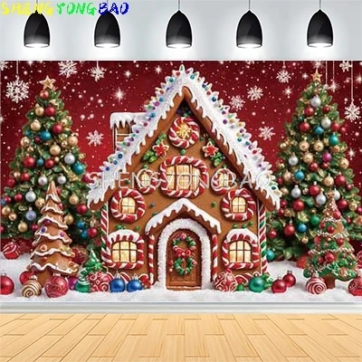 

Christmas Day New Year Party Photography Backdrops Prop Window Living Room Interior Xmas Tree Snow Theme Photo Background BG-34