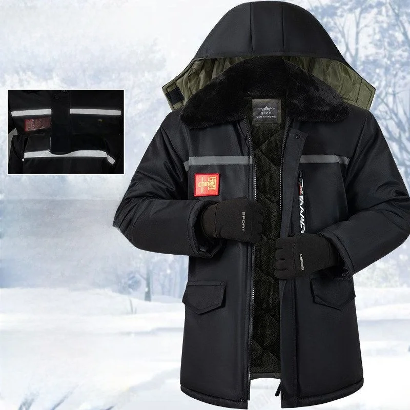 

Утепленная камуфляжная хлопковая куртка для мужчин, водонепроницаемая, зимняя, рабочая, теплая, с длинными рукавами, для холодных складов, защита от холода, для мужчин среднего возраста