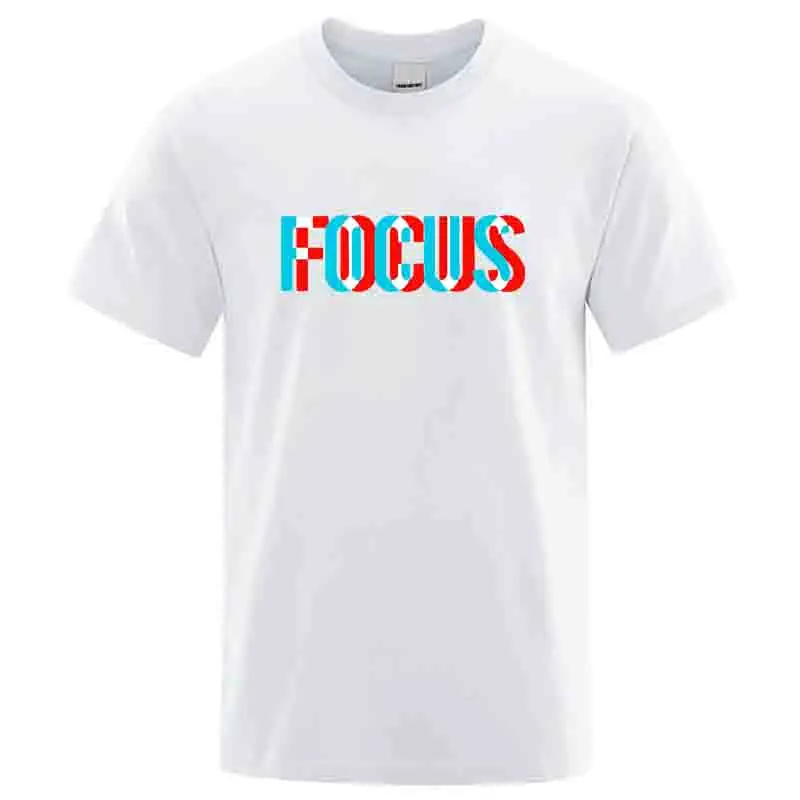 2026 New Summer Men's T-shirt High Quality 100% Cotton Loose Focus Print Men Top Casual Loose O-neck Men Short Sleeve T-shirt