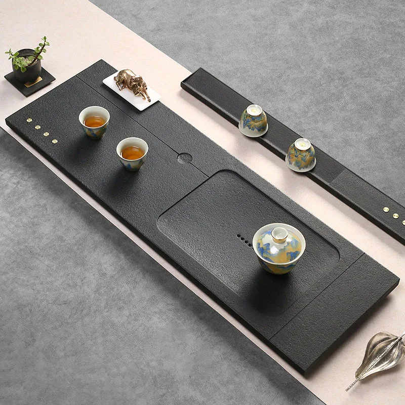 Stone Luxury Tea Tray Office Chinese Rectangle Long Hospitality Living Room Dining Tea Tray Black Bandejas Home Decorationgs