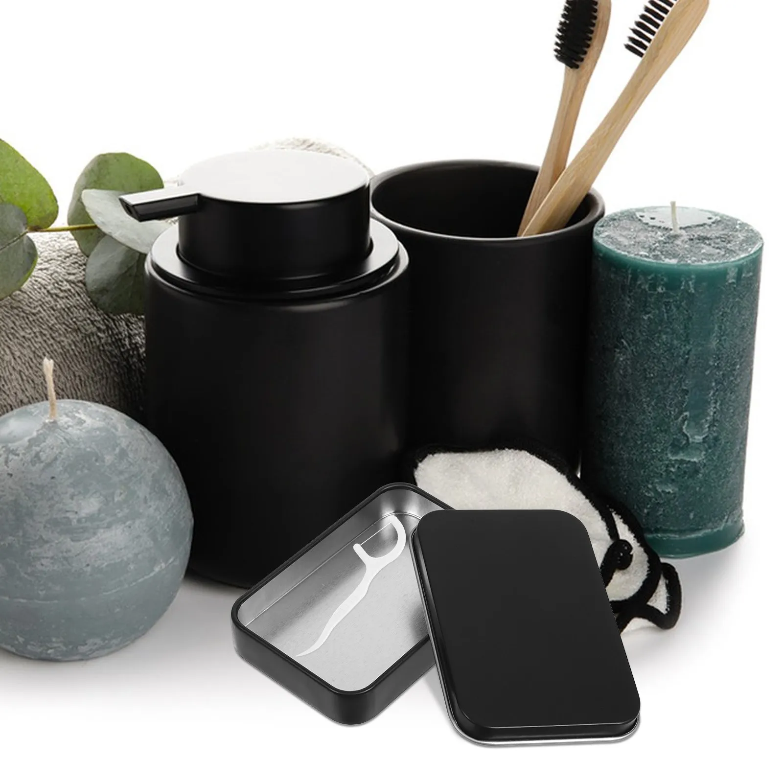 

2Pcs Small Empty Storage Tins Rectangular Portable Floss Holder with Lid Refillable Metal Box for Travel Outdoor Oral Hygiene