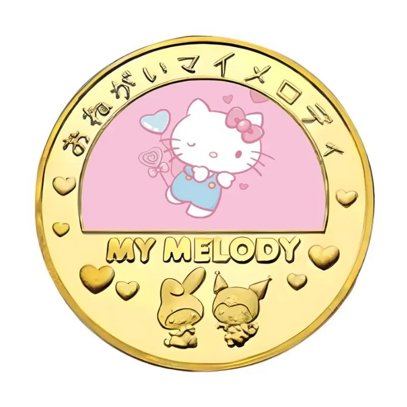 Sanrio kuromi olá kitty pochacco hangyodon bonito kawaii periférico moedas comemorativas criativo dos desenhos animados ornamentos presentes do feriado