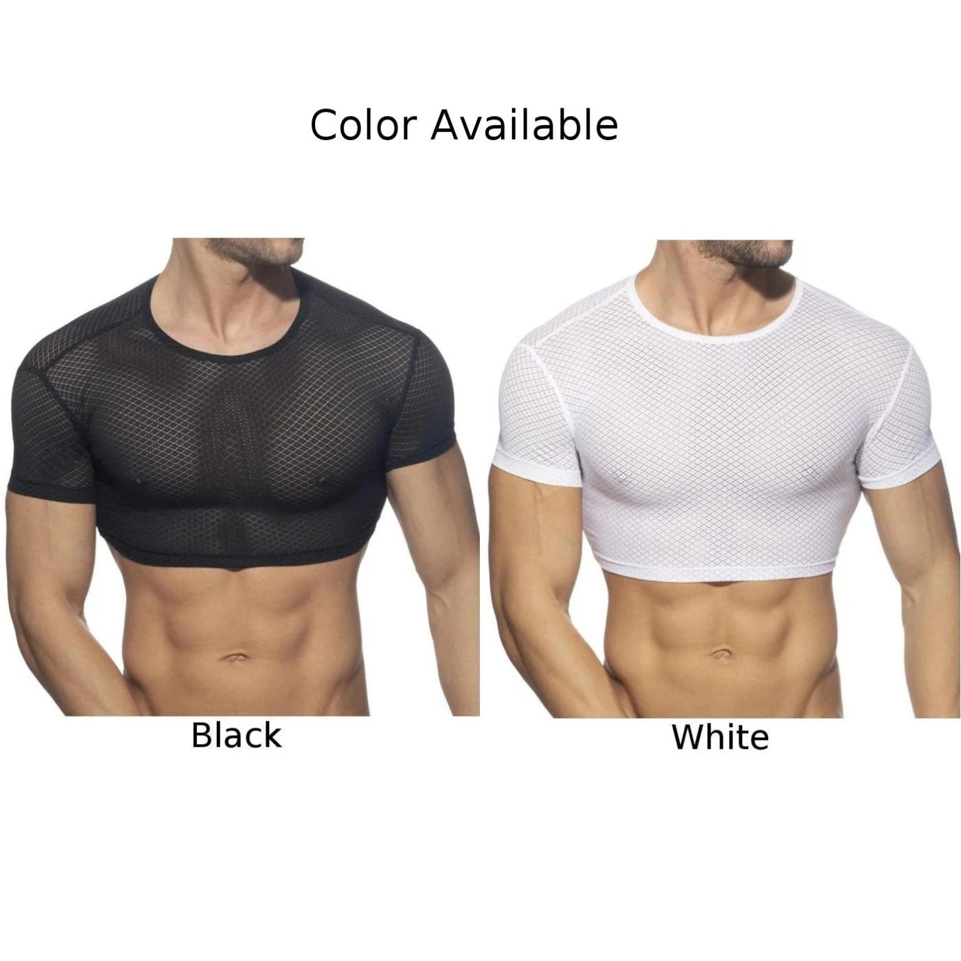 Mens Sissy Mesh Short Sleeveless Smooth Crop Top T-Shirt Crossdresser See-through Silky Tank Tops Pajamas Nightgown