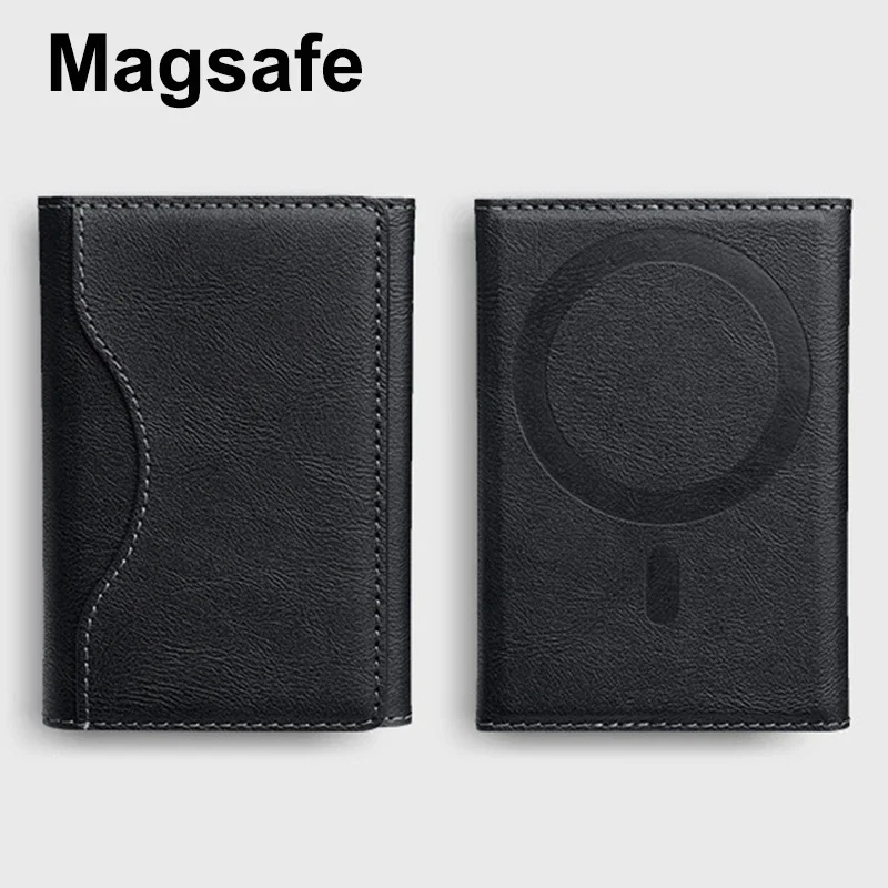 2025 حامل بطاقة Magsafe بو الجلود Trifold حامل البطاقة المغناطيسي حافظة للبطاقات المحفظة لابل آيفون 16 15 14 13 12 برو ماكس ميني