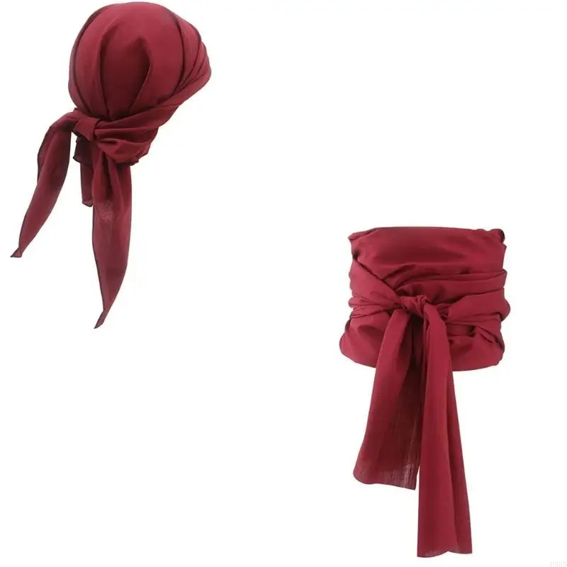 P88B Captain Pirate Headwear Pirate Kerchief Bandana +Sash Belt for Halloween Pirate Theme Photograph Props Accessories