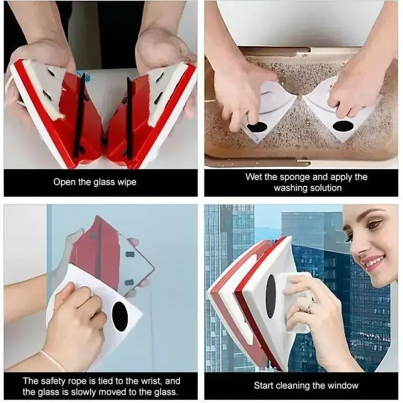 2024 Magnetic Window Cleaner Brush for Washing Windows Wash Home Magnet Household Wiper Cleaner Glass Window Cleaning Tool view 3