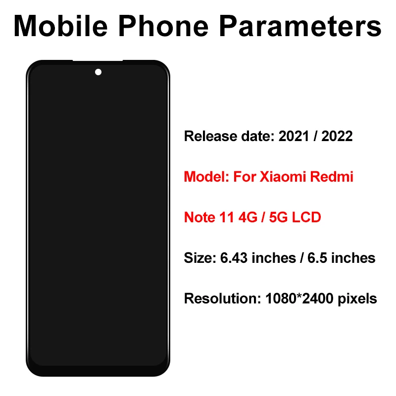 AAA+ TFT For Xiaomi Redmi Note 11 11Pro 4G 5G Display Touch Screen Digitizer For 2201117TG 2201116TI 2201116SG OLED Replacement