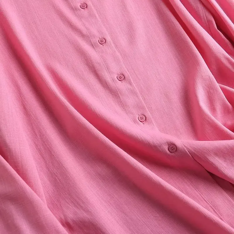 Withered 2024 Summer Tops Fashion Office Lady Candy Color Loose Linen Shirt Casual Blouse Women