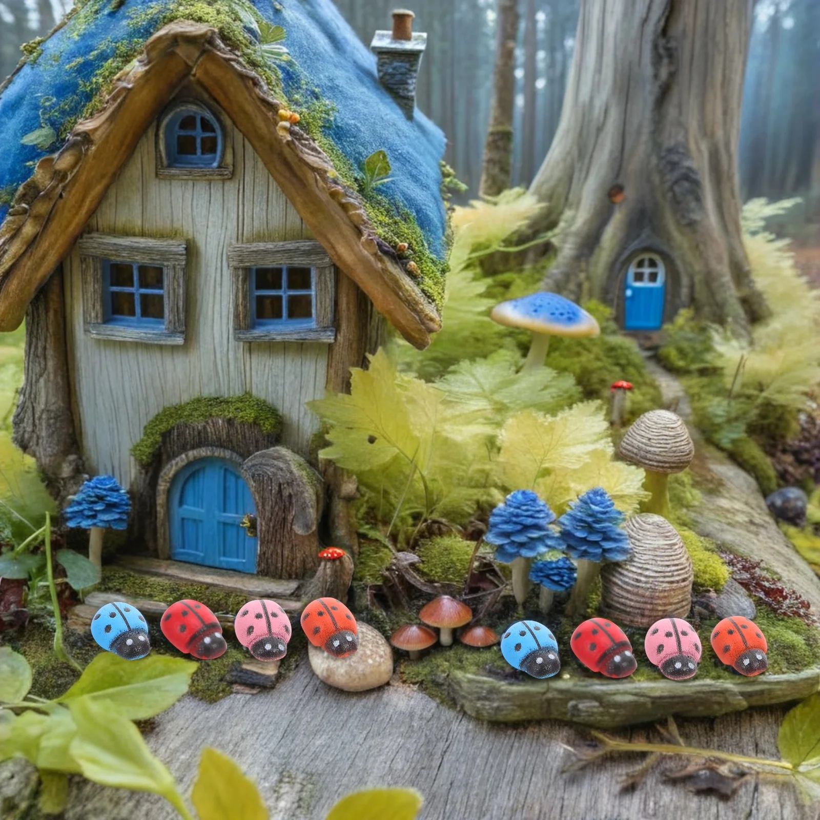 

150pcs Micro Landscape Ornaments Resin Mini Ladybugs Garden Decor Outdoor Statues For Yard Fairy Gardens Terrariums Diy Craft