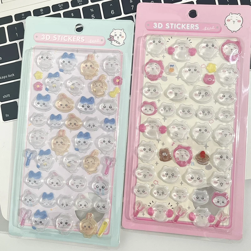 Pegatina 3D en relieve de dibujos animados para bricolaje, para laptop, álbum de recortes, pegatina estética, calcomanía de cristal, pegatina de sellado sólido, pegatinas de regalo ちいかわ ボンボ